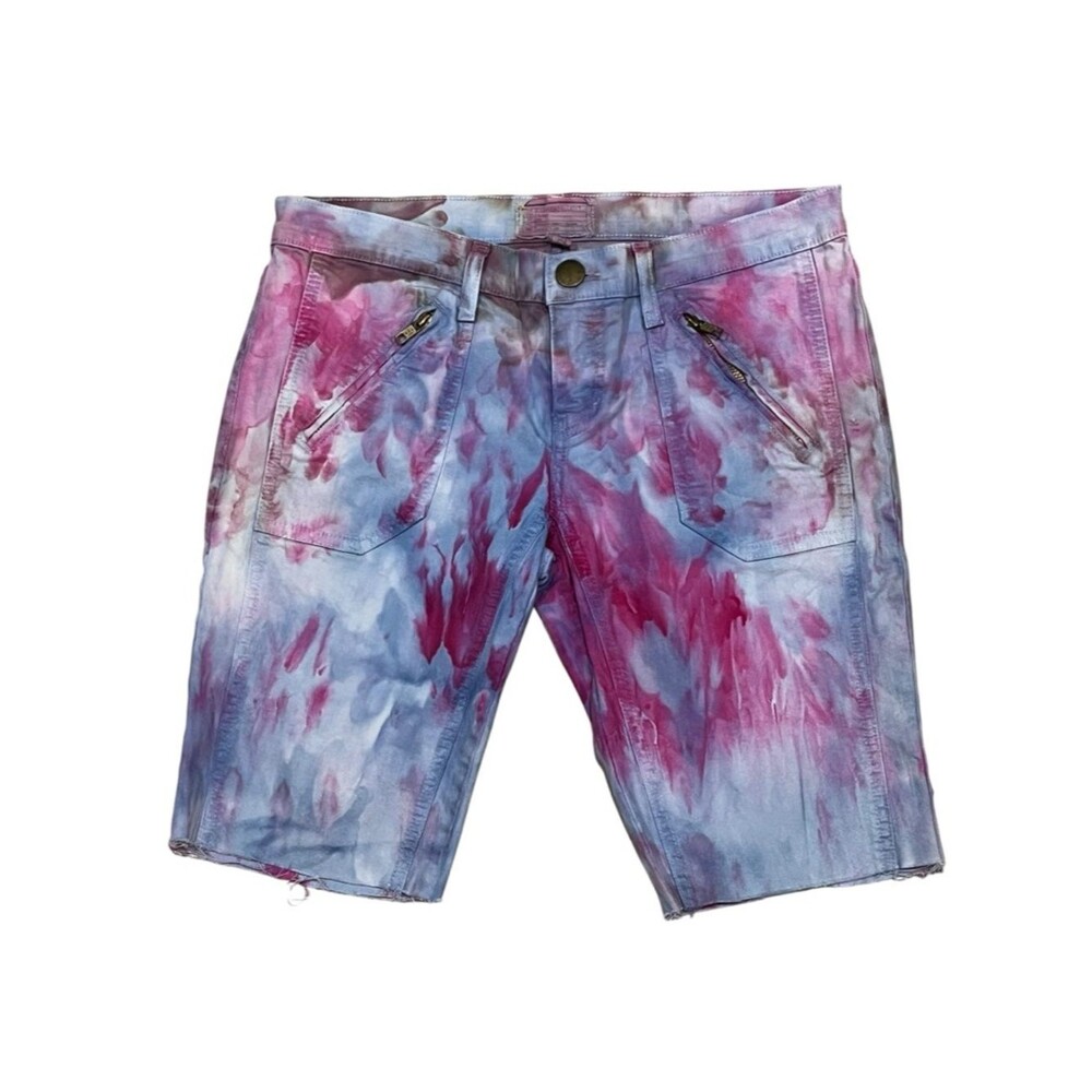 Current/Elliott Tie Dye Denim Shorts in Pink Purple Cut Offs Festival Boho 29